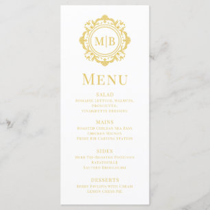 Menu Ornamentado Floral Monograma Casamento Elegante Do