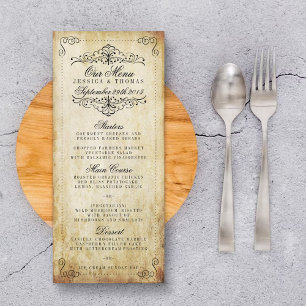 Menu ornamentado Flourar Casamento vintage