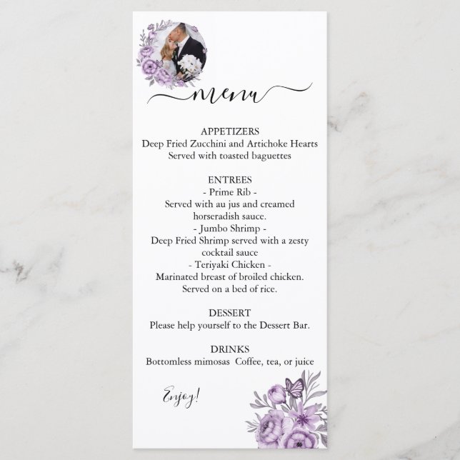 Menu Orquid Editable Photo Wedding (Frente)