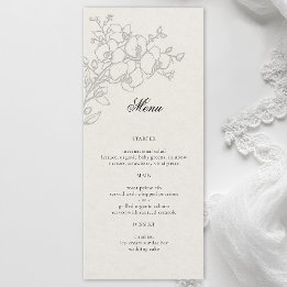 Menu Orquídea Elegante Ecru Formal Casamento Tradiciona