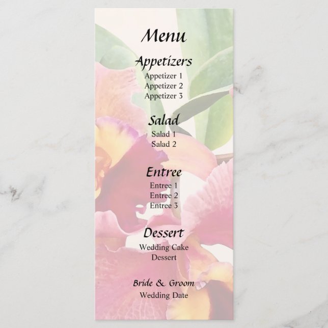 Menu Orquídeas Cattleya Rosa e Carmesim (Frente)