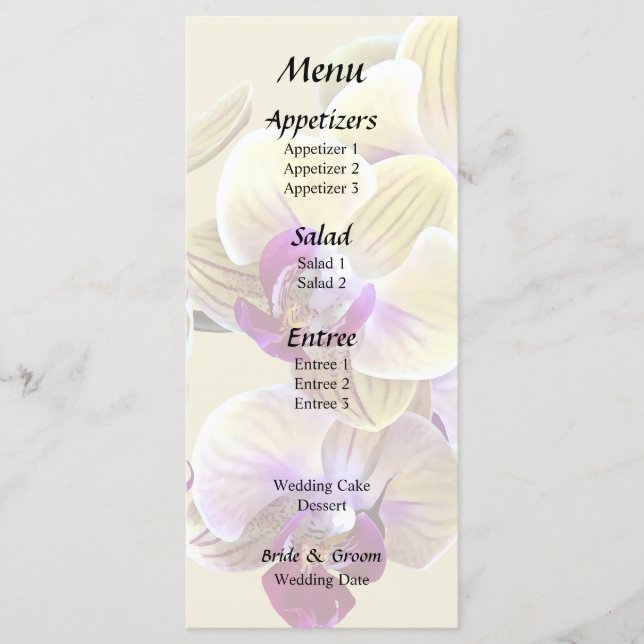 Menu Orquídeas Phalaenopsis Amarelo Pálido e Magenta (Frente)