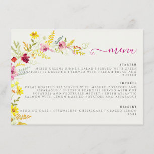 Menu Orquídeas Silvestres Rosa Roxo Coroa de Flores Cas