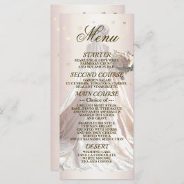 Menu Ouro Casamento no inverno Bride rosa Bride Coraçõe