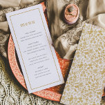 Menu Ouro Chic Ditzy Floral Wedding<br><div class="desc">Um delicado esquema de cor de ouro cria uma sensação romântica crônica a estas vintagens encontra menus modernos de casamento. A frente apresenta a tipografia moderna em um layout abotoado enquanto os pop traseiros com florais distantes. Personalize para seu próprio evento e emparelhe com as peças do conjunto de coordenação....</div>