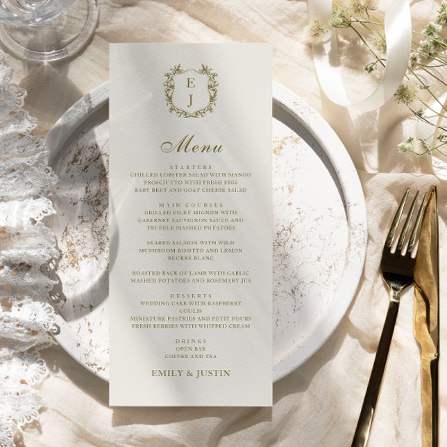 Menu Ouro Clássico Elegante Casamento Monograma (Criador carregado)