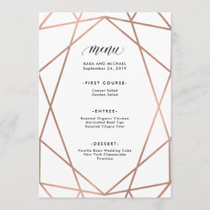 Menu Ouro cor-de-rosa do falso moderno minimalista no