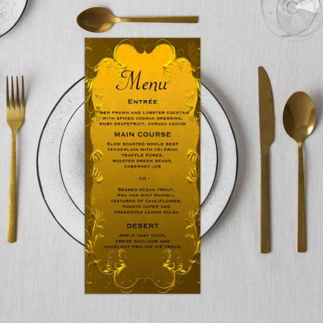 Menu Ouro Ornamental Elegance Wedding (Criador carregado)