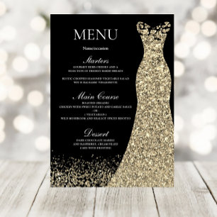 Menu Ouro Sparkle Vestido Preto Festa de aniversário Br