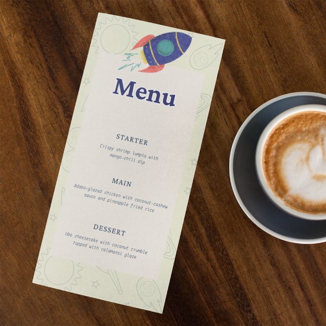 Menu Out to space Birthday Party (Criador carregado)