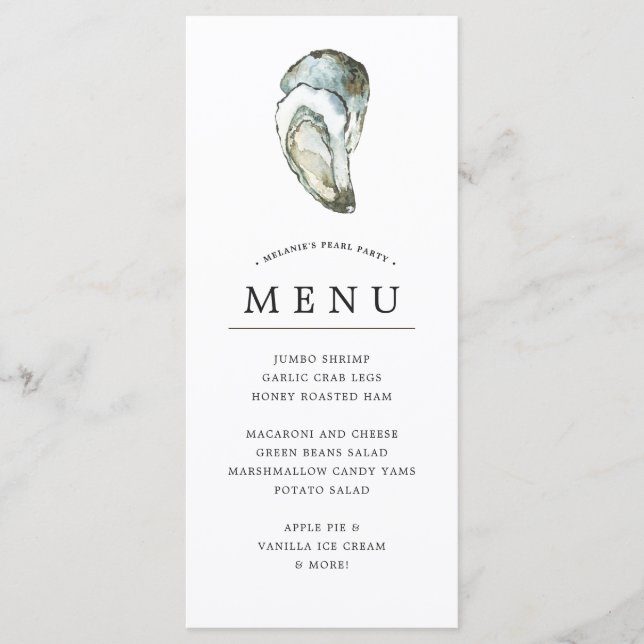 Menu Oyster Pearl| Tema Opal de Ostras Duplas (Frente)
