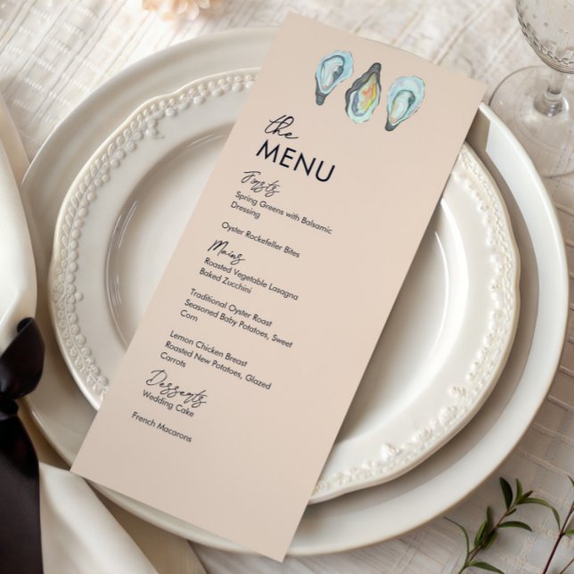 Menu Oyster Roast Coastal Seafood Wedding Dinner (Criador carregado)
