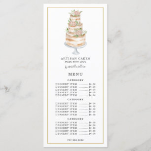 Menu Padaria Pastelaria Chef Aquarela Flor Rosa