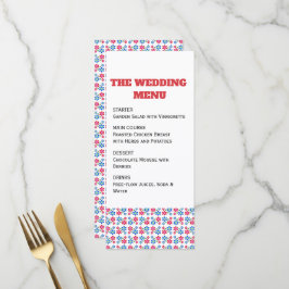 Menu Padrão de casamento moderno vibrante com flores,