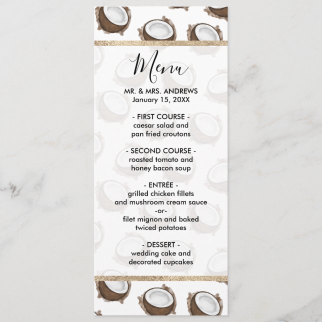 Menu Padrão de Fruta de coco branco tropical de verão m (Frente)