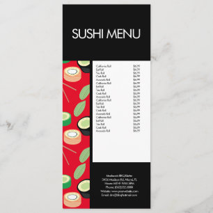 Menu Padrão de restaurante asiático de rolo de sushi mo