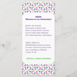 Menu Padrão Floral Vibrante em Aquarela com Flores Silv
