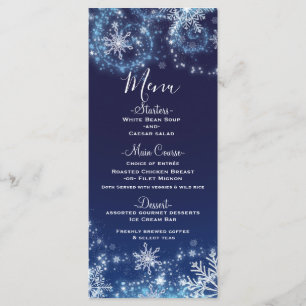 Menu Página de Natal Azul e Flocos de Neve Brancos