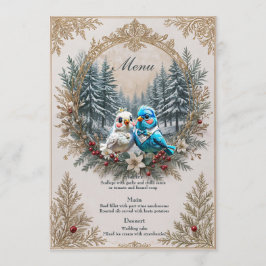 Menu Paisagem de inverno com casal de casamento de páss