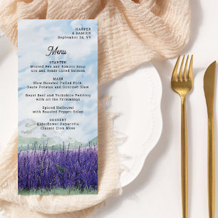 Menu Paisagem de Lavanda de Aquarela de Montanha
