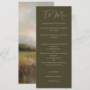 Menu Paisagem Romântica Elegante Pintando Casamento Ver
