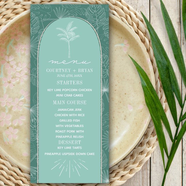 Menu Palm Tree Aqua Beach Wedding (Criador carregado)