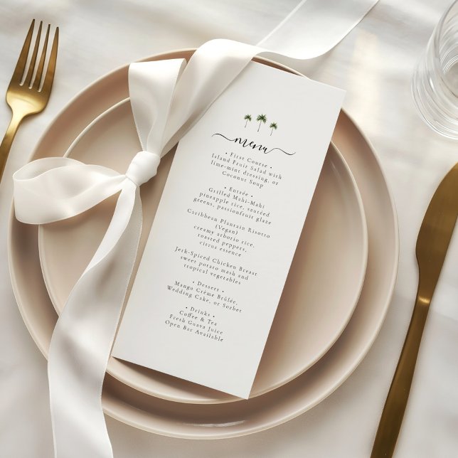 Menu Palm Tree Elegant Script Modern Tropical Wedding (Criador carregado)