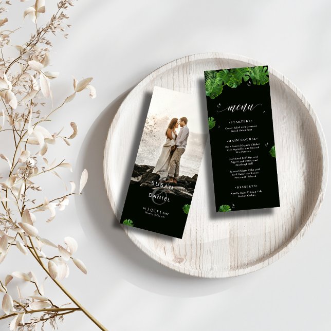 Menu Palma Tropical Selvagem Deixa Casamento Fotográfic (Criador carregado)