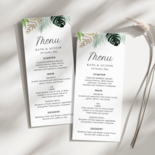 Menu palmeira tropical deixa verde casamento floral