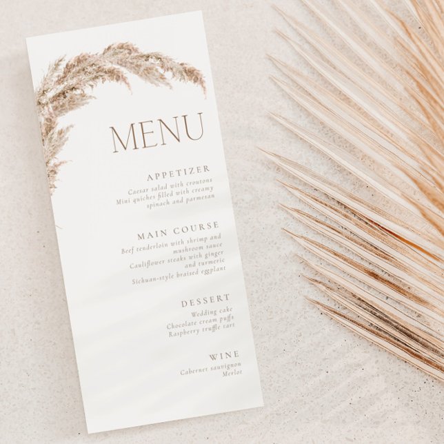 Menu Pampas Grass Boho (Criador carregado)
