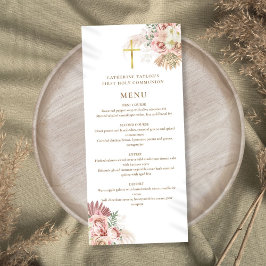 Menu Pampas Grass Floral First Santa Comunhão
