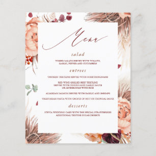 Menu Pampas Grass Floral Terracotta