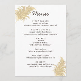 Menu Pampas Grass Tan Sobre Recepção Branca