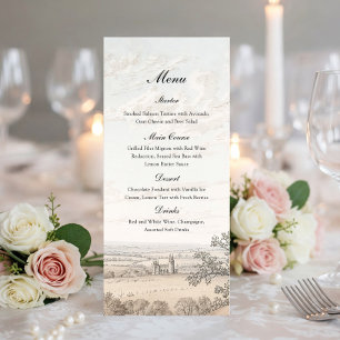 Menu Pano de Toile Paisagem Vintage Casamento Rústico F