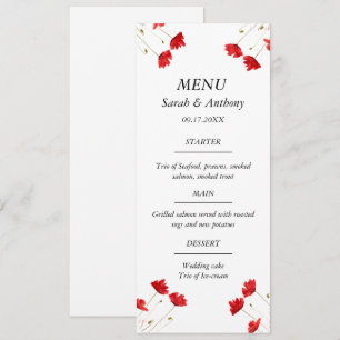Menu Papagaios vermelhos Comida de Casamento com Aquare