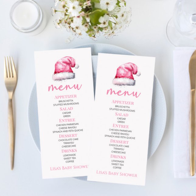 Menu Papais noeis Bebê Rosa Neve Santa Comida de Chá de (Criador carregado)