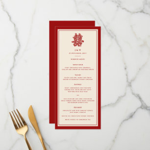 Menu Papel Floral Corta Dupla Felicidade Casamento Chin