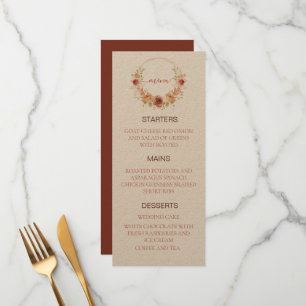 Menu Papel kraft floral de abóbora floral