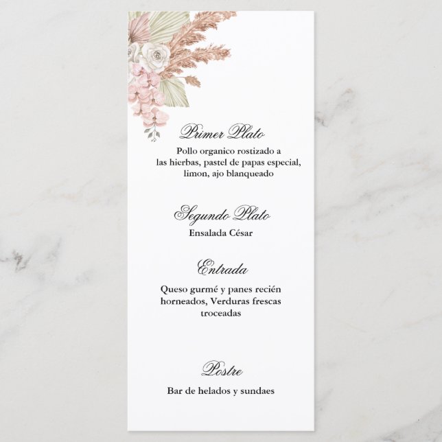 Menu para cualquier evento (Frente)