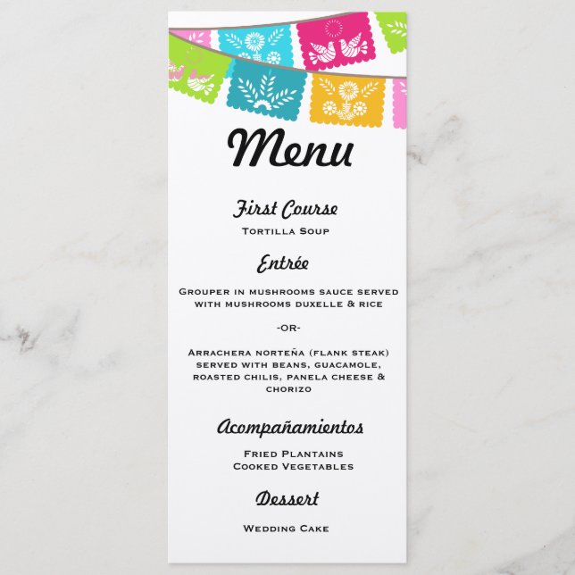 Menu para Wedding ou festa (Frente)