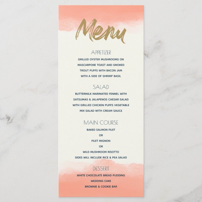 Menu Paraíso Exótico Coral Aquarela (Frente)