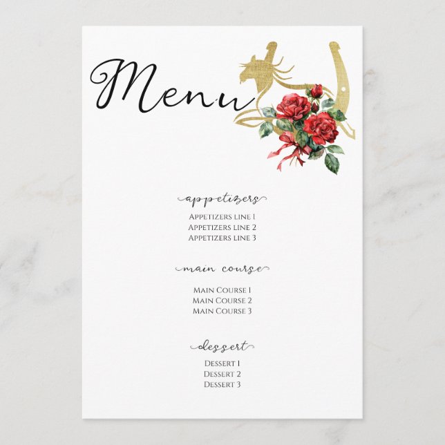 Menu Partido Equestre e Bebidas dos Cavalos da Raça Mod (Frente)