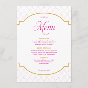 Menu Partido Padrão Dourado de Diamante Elegante Modern