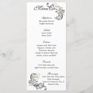 Menu Pássaros do amor pretos/menu branco do casamento