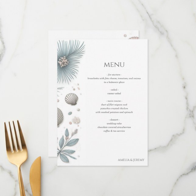 Menu Pastel Beach Wedding (Frente/Verso In Situ)