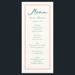 Menu Pastel Handwriting Pinky Green Retro Weding<br><div class="desc">Menu de Casamento Retroativo Pinky com Escrita Manual de Pastel</div>
