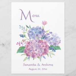 Menu Pastel Hydrangeas Wedding
