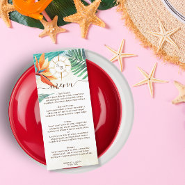 Menu Pé Dourada de Destino de Casamento Tropical