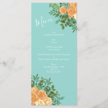 Peach Aqua Teal Wedding Rosa Floral