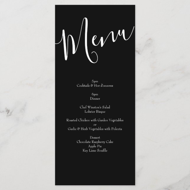 Menu Peach Black Floral Wedding Elegante (Frente)